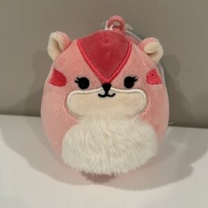 Squishmallow Dianalee the Chipmunk Clip Pink White fuzzy belly NWT
